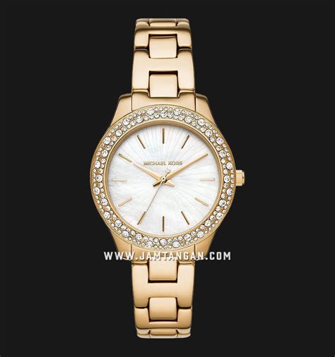 michael kors gold watch mother of pearl face|Liliane Pavé Gold Tone Watch .